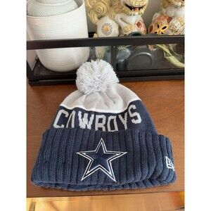 New Era Dallas Cowboys NFL Pom Beanie Gray Navy Knit Winter Hat OSFM